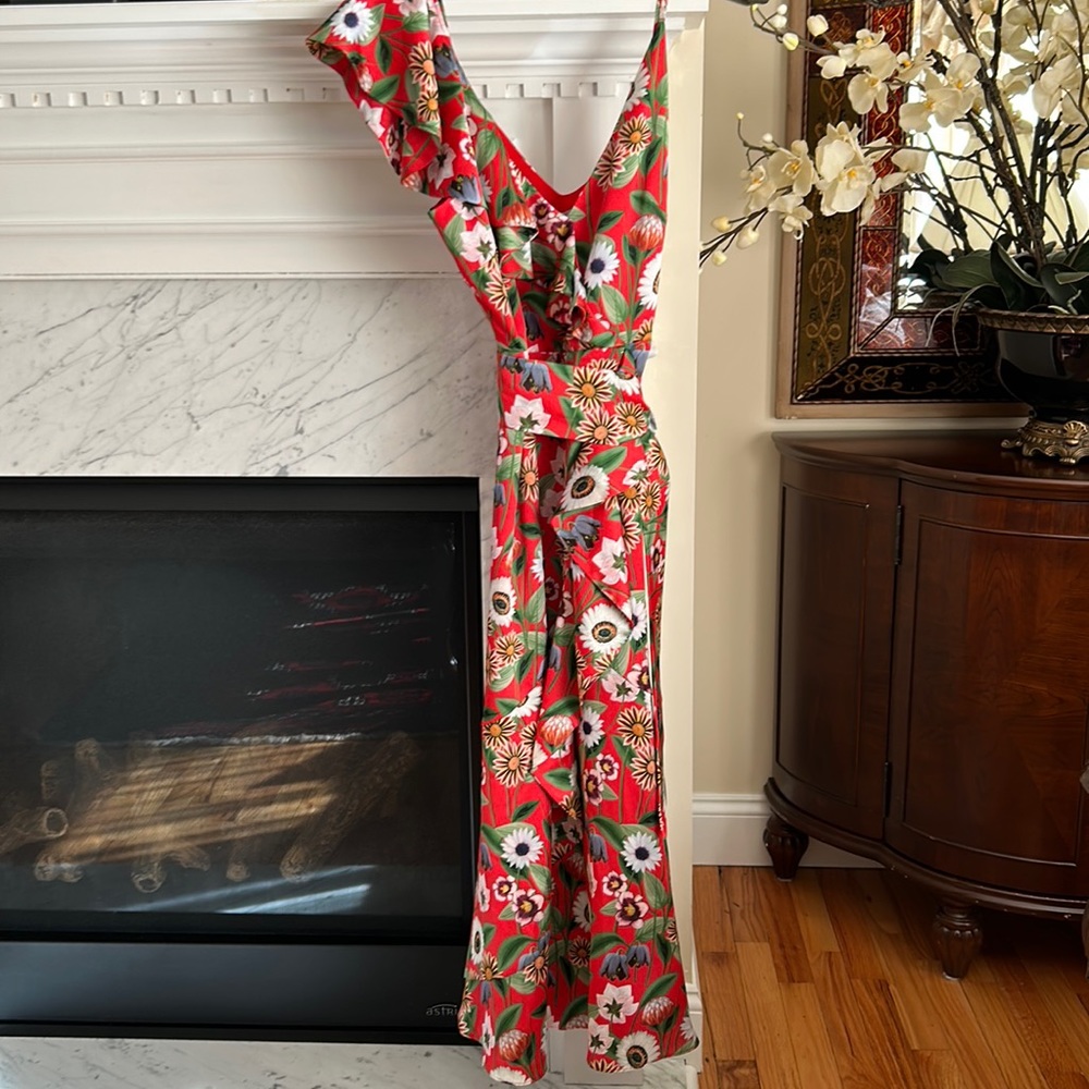 Borgo de Nor, size 14, floral poppy faux wrap dress. NWT.